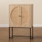 Baxton Studio Ardon Bohemian Light Brown Finished Wood and Black Metal 2-Door Storage Cabinet with Natural Rattan 196-12077-ZORO - alternate 2